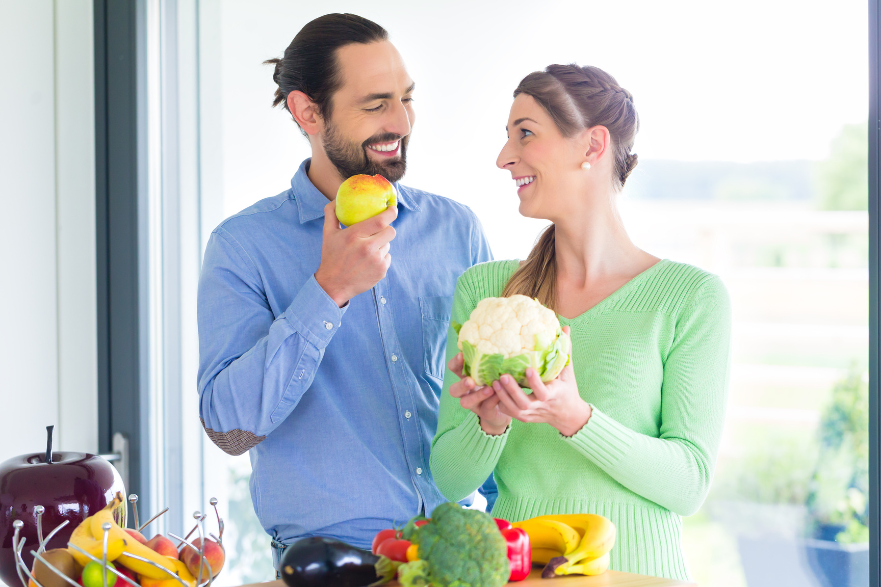 Couple Living Healthy Eating Fruits and Vegetables